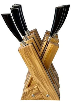 Coltelleria Saladini 7-Piece Knife Block Set with Buffalo Horn Handle