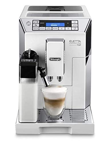 Delonghi super-automatic espresso coffee machine - with an adjustable silent ceramic grinder, double boiler, milk frother for brewing espresso, cappuccino, latte & macchiato, Eletta ECAM 45760