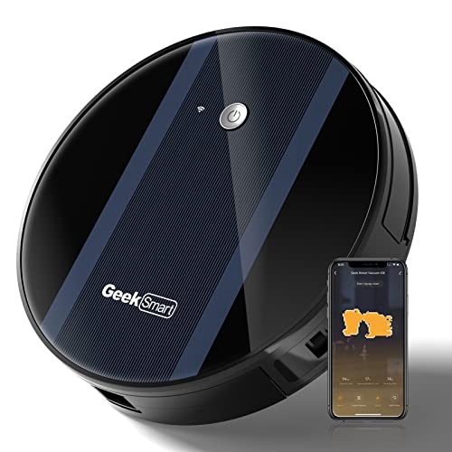 Geek Smart Robot Vacuum Cleaner G6, Ultra-Thin, 1800Pa Strong Suction, Automatic Self-Charging, Wi-Fi Connectivity, App Control, Custom Cleaning, Great for Hard Floors to Carpets, 100mins Run Time