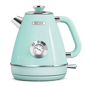 Hazel Quinn Kettle and Toaster Set Retro Style Stainless Steel, BPA Free, Dial Thermometer, Auto Shut-Off, 1.7 L & 2-Slice Toaster Six Browing Levels, High Lift Lever, Removal Crumb Tray, Mint Green