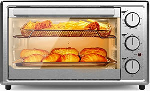 SMETA Toaster Oven Air Fryer Combo Toast Ovens Countertop, Small Toast Oven 8-in-1 Baking Oven 12 inch, Compact 6 Slice Bread with Cookies Bake Pan & Broil Rack, Easy-to-clean, Stainless Steel