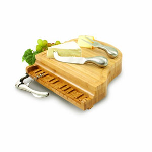 TOSCANA - a Picnic Time Brand Piano Bamboo Cheese Board/Tool Set, 9-Inch