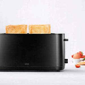 ZWILLING Enfinigy Cool Touch 2 Long Slot Toaster, 4 Slices with Extra Wide 1.5" Slots for Bagels, 7 Toast Settings, Even Toasting, Reheat, Cancel, Defrost, Black