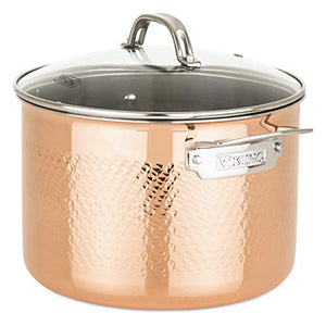 Viking Culinary 3-Ply Stainless Steel Hammered Copper Clad Cookware Set, 10 Piece