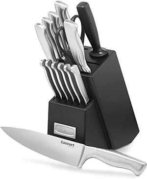 Cuisinart CPT-180WP1 4-Slice Metal Classic Toaster, White/Stainless Steel & C77SS-15PK 15-piece Block-Knive-set, Hollow Handle