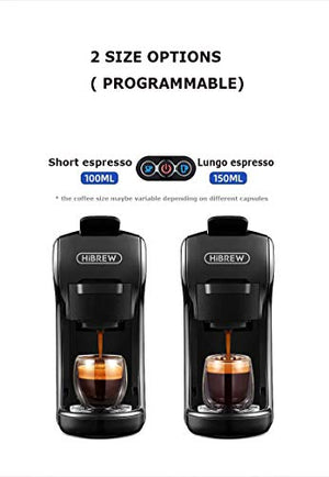 HiBREW 4-in-1 Multi-Function Espresso Dolce Gusto Machine Compatible with Nespresso Capsule, Dolce Gusto Capsule and Ground Coffee, Italian 19 Bar High Pressure Pump, 1450W (Black)