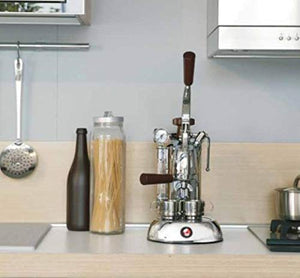 La Pavoni PSW-16 Stradavari 16-Cup Espresso Machine, Chrome with Wood Handles,Silver