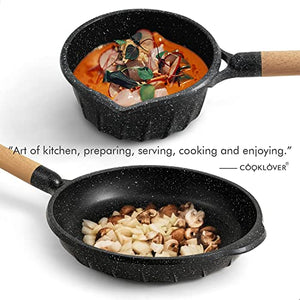 Non-stick induction cookware set -pack -13-Black & 12.6inch Non-stick induction wok pan with cooking utensils - White