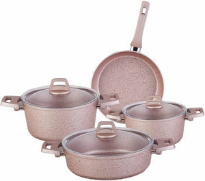 ERGUI Kitchen Cookware Set Nonstick Pans 4 Pots 3 Lid 7 Pieces Cooking Supplies Household Supplies
