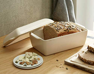 Emile Henry Linen Bread Loaf Baker, 11.02 x 5.12 x 4.72in, Ivory