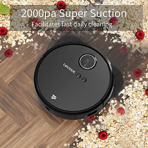 TECBOT Robot Vacuum Cleaner with Intelligent Visual Map and Navigation, 2000Pa WiFi/App/Alexa, Self-Charging, Very Suitable for Pet Hair, Carpets, Hard Floors, 150 Minutes Running Time