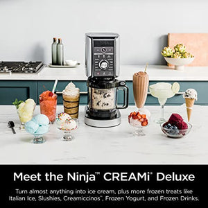 Ninja NC501 CREAMi Deluxe 11-in-1 Ice Cream & Frozen Treat Maker for Ice Cream, Sorbet, Milkshakes, Frozen Drinks & More, 11 Programs, with 2 XL Family Size Pint Containers, Perfect for Kids, Silver