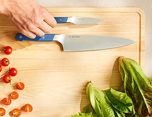 Misen Kitchen Knife Set - 5 Piece Professional Chef Knife Set with Serrated Knife, Paring Knife, Santoku Knife and Utility Knife, Blue