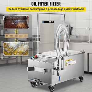 VEVOR Mobile Fryer Filter, 116 LBS/58 L/15.32 Gal Capacity, 300W Oil Filtration System with 5 L/min Flow Rate, Frying Oil Filtering System with 10 L/min Pump Wheels Oil Hose, 110V/60Hz