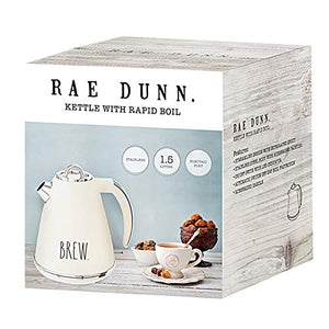 Rae Dunn Electric Water Kettle - Stainless Steel Coffee Maker, 1.5 Liter Tea Kettle, Electric Hot Water Kettle with Automatic Shut Off Boil-Dry Protection, 1500 Watt Boiling Power (Cream)