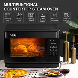 AUG Countertop Steam Oven, Convection Combi Oven , Multifunctional Toaster Oven, Steam, Grill, Sterilize, Bake, Broil,Rotisserie,Ferment, 50+ Precise Temperature Control and Steam Self-Clean ,Cooking Accessories Included