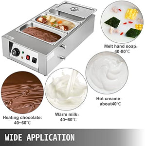 VEVOR 26.5 Lbs Chocolate Tempering Machine, Chocolate Melting Machine with Temperature Control (0~80℃/32~176℉)，1000W Electric Commercial Food Warmer For Chocolate/Milk/Cream/Soup Melting and Heating,3 Tanks.