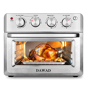 #Toaster Oven Air Fryer Combo,DAWAD 19QT Countertop Convection Oven for Fries, Pizza, Chicken, Cake, Cookies, 4 Accessories & 33 Original Recipes, Easy Clean, Stainless Steel