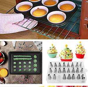 UXZDX CUJUX Bakeware Set Nonstick Cake Decorating Supplies Kit Cake Cookie Muffin Cupcake Baking Pan Icing Tips Pastry Mat Pin 75pcs (Color : Pink)