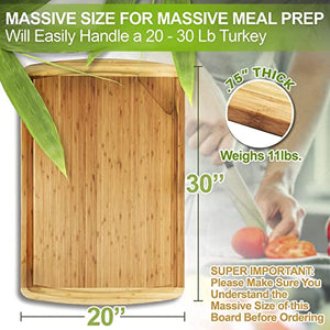 XXXL Bamboo Cutting Board and Food Grade Oil Spray by Greener Chef