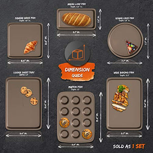 NutriChef 13 Pcs. Nonstick Kitchen Cookware PTFE/PFOA/PFOS-Free Heat Resistant Kitchenware Set, Brown & Bakeware Set-Highest-Quality Baking Sheets, Non-Grease Cookie Trays - NutriChef