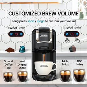 HiBREW 3-in-1 Espresso Machine for Pods, 19 Bar Pod Coffee Maker, Nes* Original/Ground Coffee/DG* Capsules Compatible, Cold/Hot Mode, 20 oz Removable Reservoir, for 8 oz Espresso Cup