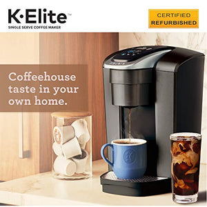 Keurig K-Elite Coffee Maker, Single Serve K-Cup Pod Coffee Brewer, With Iced Coffee Capability, Brushed Slate (Renewed), 12oz Steel Brew Size, Programmable,
