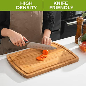 OAKSWARE Pre-Oiled Bamboo Cutting Board, Kitchen Chopping Boards with Juice Groove for Meat, Cheese, Fruit & Vegetables-100% Organic Bamboo Butcher Block Carving Board