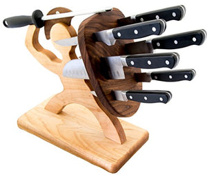 Spartan Knife Set - Chef's Edition - 8-piece, Handmade, Heavy Steel Professional Knife Set - American Maple & Walnut