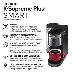 Keurig K-Supreme Plus SMART Coffee Maker, 78 Oz Removable Reservoir, Black Stainless Steel & 3-Month Brewer Maintenance Kit,Compatible Classic/1.0 & 2.0 K-Cup Coffee Makers, 7 Count