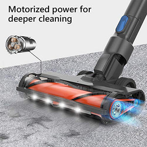 Womow Cordless Vacuum Cleaner, 25Kpa 400W Powerful Stick Vacuum, Rechargeable Battery Powered Pet Hair Vacuum, Portable 2 in 1 Handheld Vacuum Cleaner for Hard Floor Stairs Car, W20 Pro