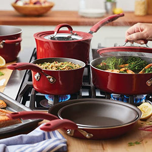 Rachael Ray Cook + Create Nonstick Cookware/Pots and Pan Set, 10 Piece, Red
