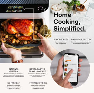 Brava Oven Starter Set: 10-in-1 Touchscreen Countertop Smart Oven, Air Fryer Combo, 6-Slice Toaster, Slow Cooker, Reheater, Dehydrator, Rice Cooker, Healthy & User Friendly, Auto-Shut Off, 1800W, Stainless Steel Smart Kitchen Appliance