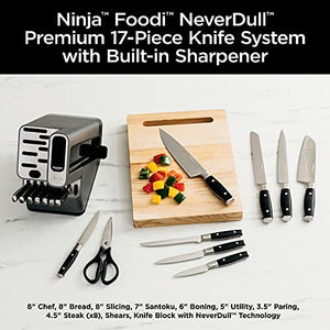 Ninja K32017 Foodi NeverDull 17 Piece Premium Knife System Block Set, Stainless Steel/Black & NC301 CREAMi Ice Cream Maker, Silver