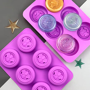 KGEZW 5pcs DIY Silicone 6 Cavities Soap Mould Multifunction Fondant Cake Molds Baking Accessories Kitchen Gadgets (Color : Purple, Size : 21.1 * 14.5cm)