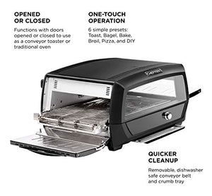 Chefman Food Mover Conveyor Toaster Oven, Moving Belt for Toasting Bread & Bagels, Stainless Steel w/ Adjustable Temperature, Extra Large, 6 Cooking Functions: Toast, Bagel, Bake, Broil, Pizza & DIY