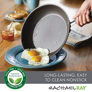 Rachael Ray - 16802 Rachael Ray Cucina Nonstick Cookware Pots and Pans Set, 12 Piece, Sea Salt Gray