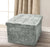 1 Seater Crushed Velvet Fabric with Diamantes Foldaway Ottoman Stool Blanket Box Bench 38cms x 38cms (Silver)