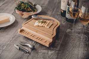 TOSCANA - a Picnic Time Brand Piano Bamboo Cheese Board/Tool Set, 9-Inch
