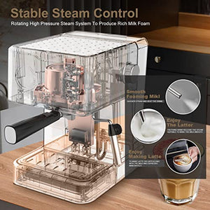 Geek Chef Espresso Machine 20 Bar Pump Pressure, Coffee Machine with Milk Frother Steam Wand, Espresso 950W
