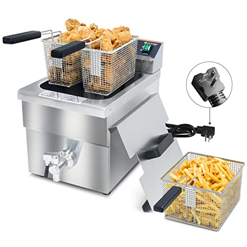 Duxtop Commercial Deep Fryer with Basket, Professional Induction Deep Fryer with Drain System 8.5QT/8L, 3000 Watts, Stainless Steel Easy to Clean for Restaurant Mobile Catering Food Cooking, 208-240V
