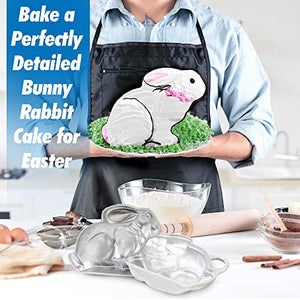 O’Creme Easter Bunny 2-Piece Cake Mold, Cast Aluminum 3-D Rabbit Mould