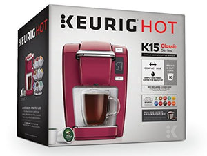 Keurig K15 Coffee Maker, Single Serve K-Cup Pod Coffee Brewer, 6 to 10 oz. Brew Sizes, Red