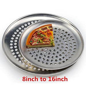 PDGJG Aluminum Pans with Holes Non-Stick Round Pizza Baking Tray Plate Bakery pizza tools oven outdoor mesh metal net pizza oven (Size : 12inch (30cm))