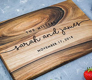 Personalized cutting board, Engraved cutting board, Custom cutting board, Wedding Gift, Bridal shower, Housewarming Anniversary Oak Walnut (Walnut 12x16, Millers)