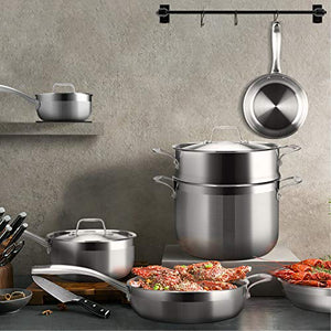 Duxtop Whole-Clad Tri-Ply Stainless Steel Induction Cookware Set, 14PC Kitchen Pots and Pans Set