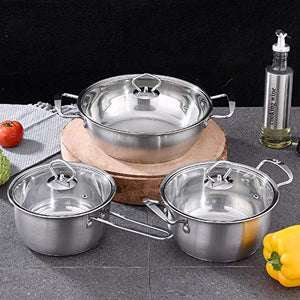 Cook Cookware Set with Glass Lid Induction Bottom Stainless Steel Body Saucepan