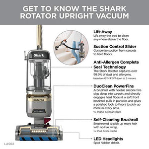 Shark Rotator Vaccum Upright Vacuum with Self-Cleaning Brushroll Powerful Pet Hair Pickup and HEPA Filter, Lift-Away w/Duo, Silver