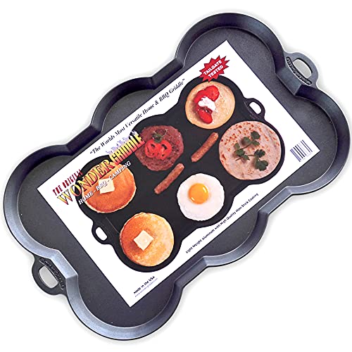 'The Wonder Griddle – All Purpose Pancake & Burger Griddle for Stove Top, Double Burner, Oven, Grill. Non- Stick ideal for Camping, Tailgating. Lifetime Gift for Family and Friends.