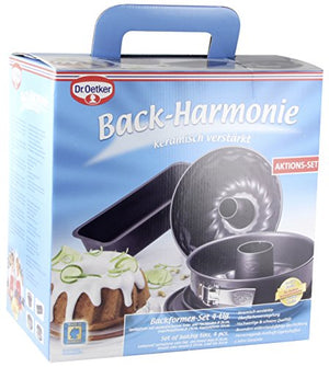 Dr.Oetker Back-Harmonie Baking Tin Set, Enamel, Black, Set of 4
